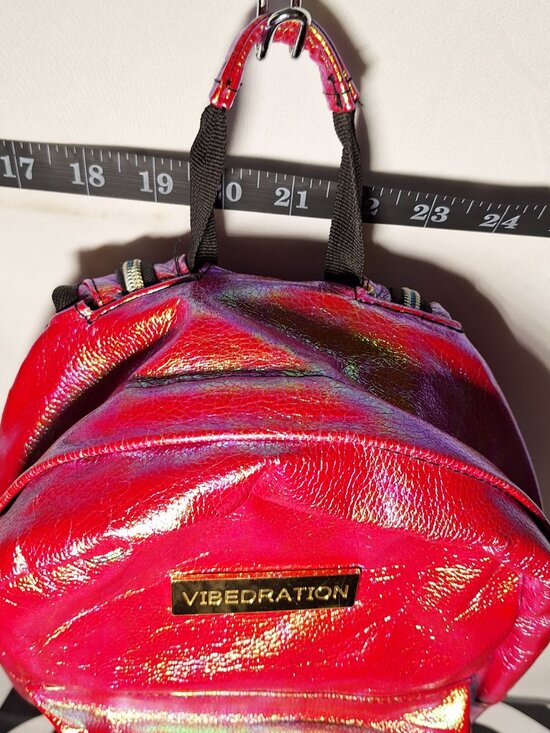 Vibedration Hydration Backpack w/o bladder- Red/Pink w/Gold Faux Leather-type
